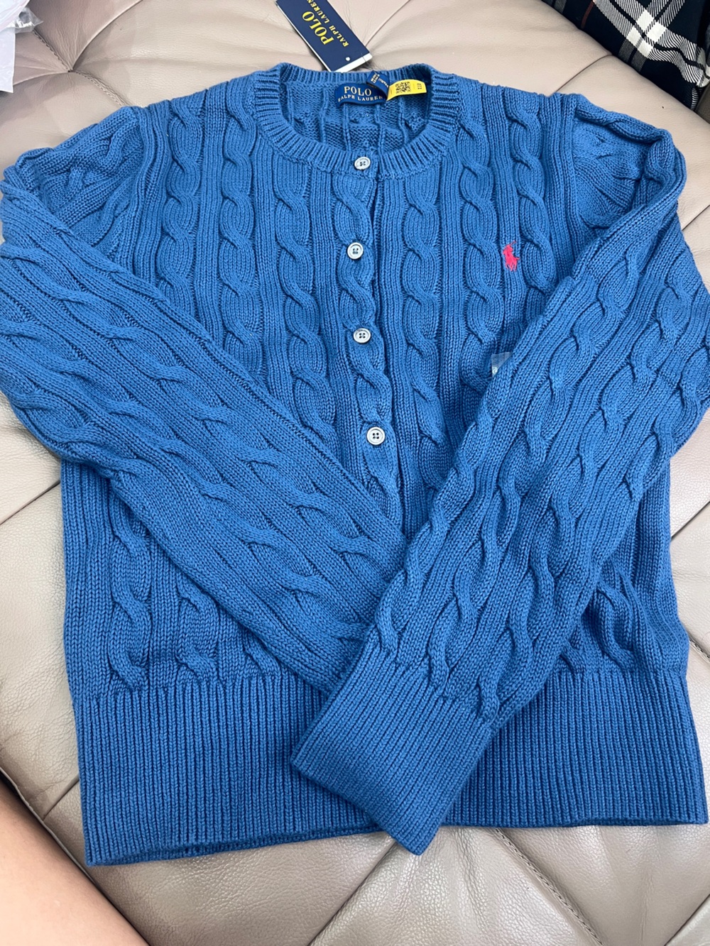 Ralph Lauren Blue Cable-Knit Button Cardigan Size S & L
